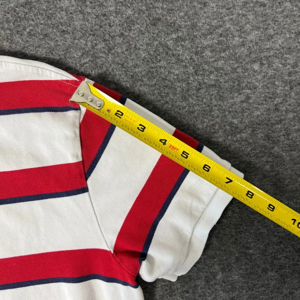 Vintage Polo Ralph Lauren Polo Shirt Men's Large Red White Striped Custom Fit
